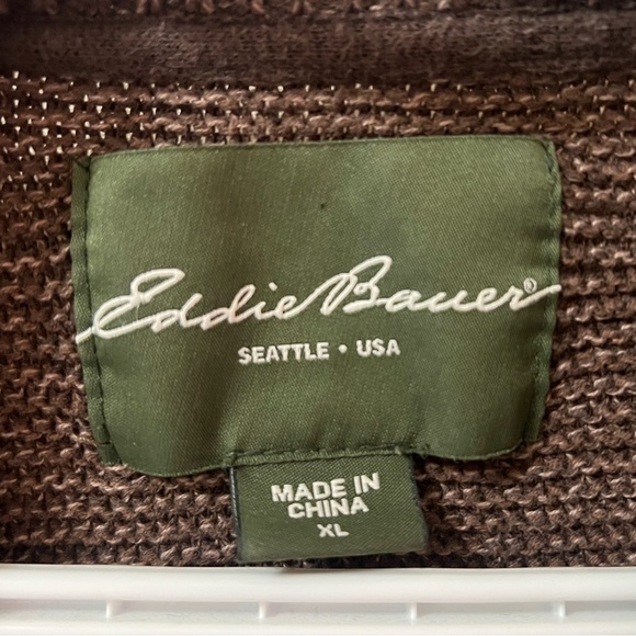 Eddie bauer men’s brown button up sweater size xl - Picture 2 of 8